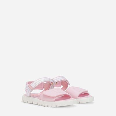 Dolce & Gabbana Technical Fabric Sandals With Dg Logo In Multicolor