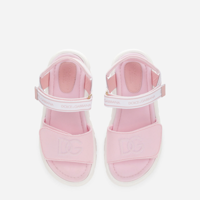 Dolce & Gabbana Technical Fabric Sandals With Dg Logo In Multicolor