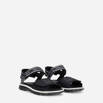 Dolce & Gabbana Technical Fabric Sandals With Dg Logo In Multicolor