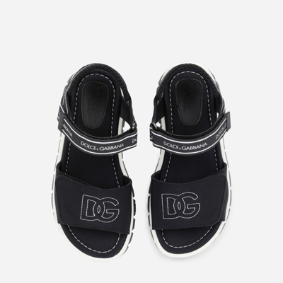 Dolce & Gabbana Technical Fabric Sandals With Dg Logo In Multicolor