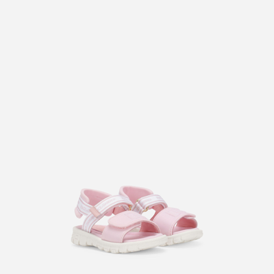 Dolce & Gabbana Technical Fabric Sandals With Dg Logo In Multicolor