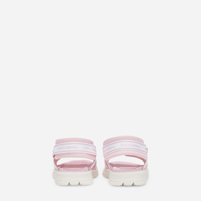 Dolce & Gabbana Technical Fabric Sandals With Dg Logo In Multicolor