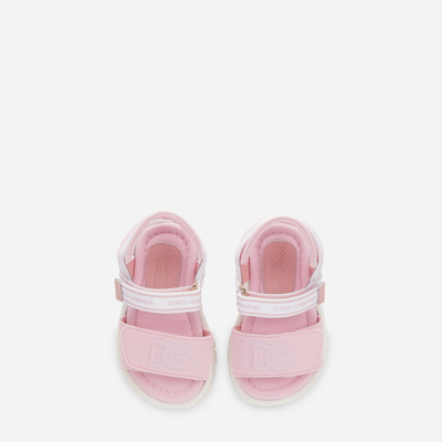 Dolce & Gabbana Technical Fabric Sandals With Dg Logo In Multicolor