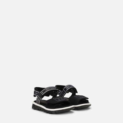 Dolce & Gabbana Technical Fabric Sandals With Dg Logo In Multicolor