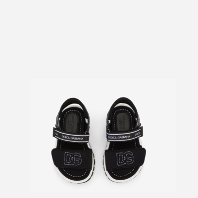Dolce & Gabbana Technical Fabric Sandals With Dg Logo In Multicolor