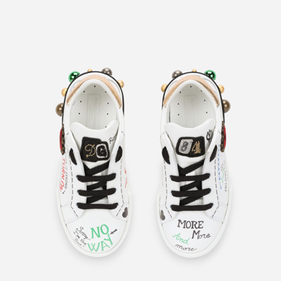 Dolce & Gabbana Calfskin Portofino Dg King Sneakers In Multicolor
