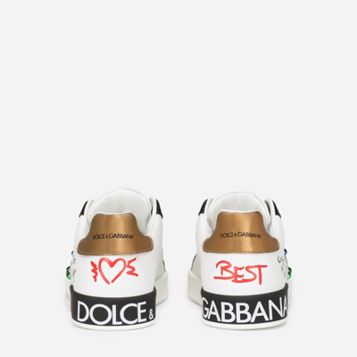 Shop Dolce & Gabbana Calfskin Portofino Dg King Sneakers In Multicolor