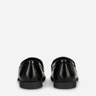 Shop Dolce & Gabbana Calfskin Loafers With Dg Logo In Black