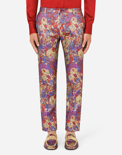 Shop Dolce & Gabbana Oriental Lurex Jacquard Pants In Multicolor