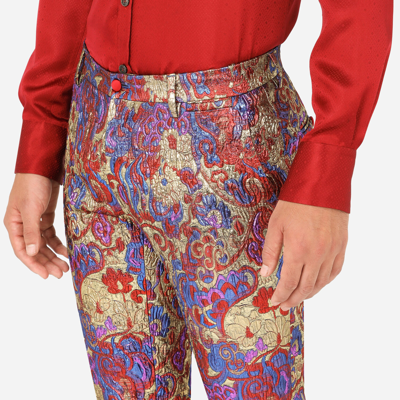 Shop Dolce & Gabbana Oriental Lurex Jacquard Pants In Multicolor