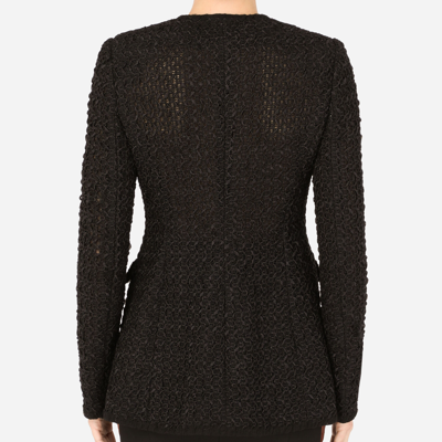 Dolce & Gabbana Long Tweed Jacket In Black
