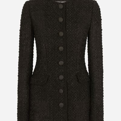 Dolce & Gabbana Long Tweed Jacket In Black