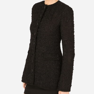 Dolce & Gabbana Long Tweed Jacket In Black