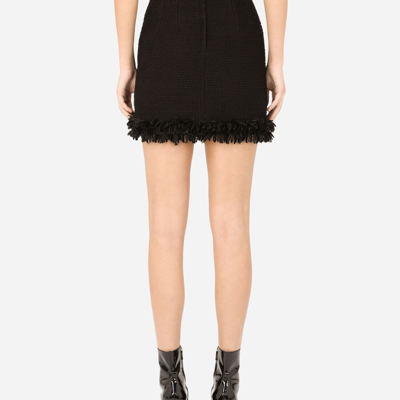 Dolce & Gabbana Bouclé Miniskirt In Black