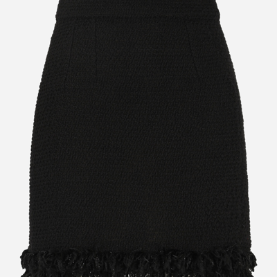 Dolce & Gabbana Bouclé Miniskirt In Black