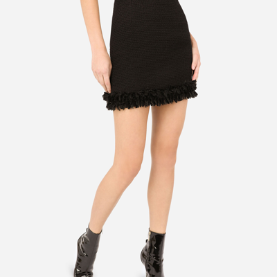 Dolce & Gabbana Bouclé Miniskirt In Black