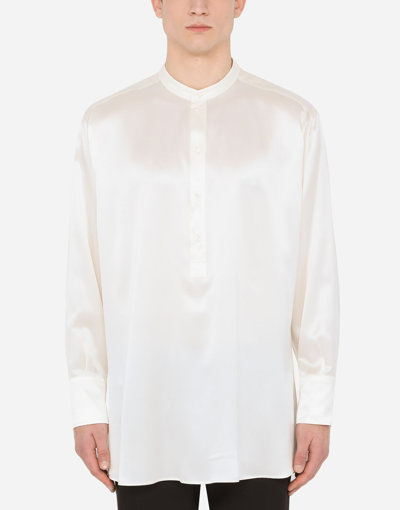 Shop Dolce & Gabbana Silk Satin Shirt In White