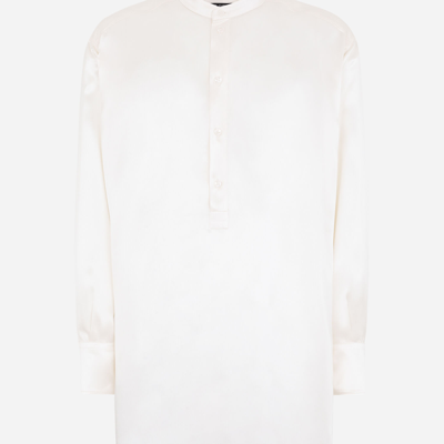 Shop Dolce & Gabbana Silk Satin Shirt In White