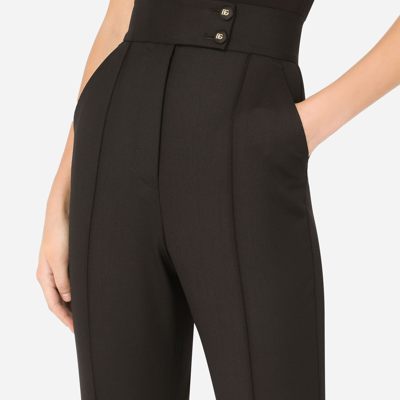 Dolce & Gabbana Wool Poplin Pants In Black