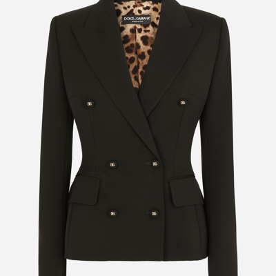 Dolce & Gabbana Double-breasted Wool Blazer In Black