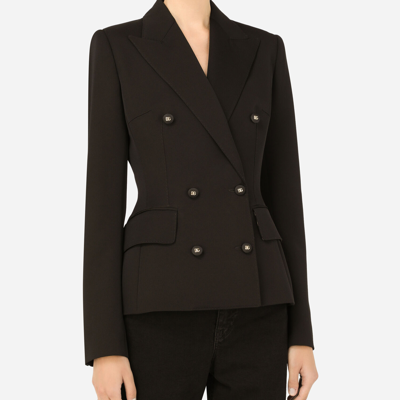Dolce & Gabbana Double-breasted Wool Blazer In Black
