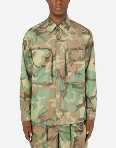 Shop Dolce & Gabbana Camouflage-print Nylon Shirt In Multicolor