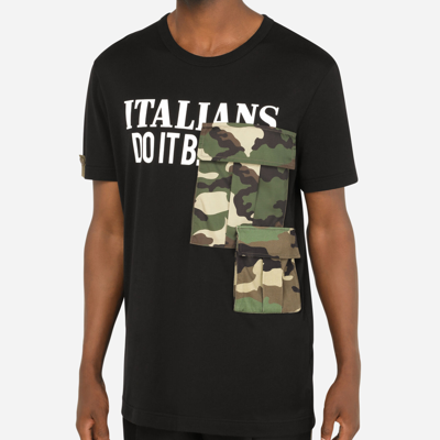 Shop Dolce & Gabbana Printed Cotton T-shirt With Camouflage Details In Multicolor