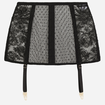 Shop Dolce & Gabbana Lace Shaper Suspenders In Black