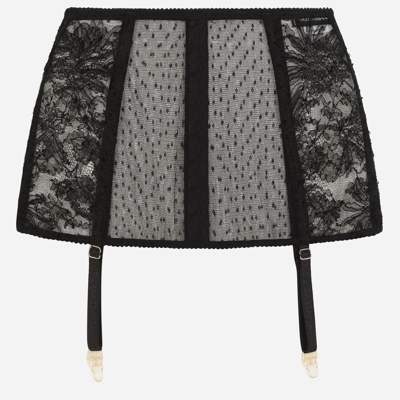 Dolce & Gabbana Lace Shaper Suspenders In Black