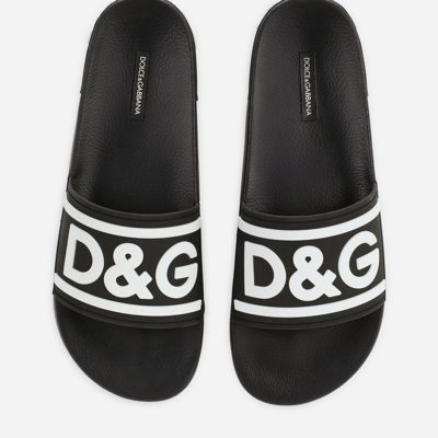 Shop Dolce & Gabbana Rubber Beachwear Sliders With Dg Logo In Multicolor