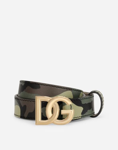 Shop Dolce & Gabbana Camouflage-print Calfskin Belt In Multicolor