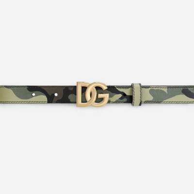 Shop Dolce & Gabbana Camouflage-print Calfskin Belt In Multicolor