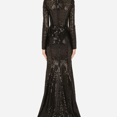 Dolce & Gabbana Sequin-embellished Mermaid-cut Dress In Black