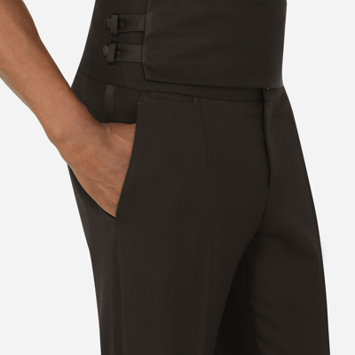 Shop Dolce & Gabbana Stretch Wool Tuxedo Pants In Black