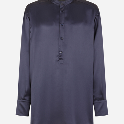 Shop Dolce & Gabbana Silk Satin Shirt In Blue