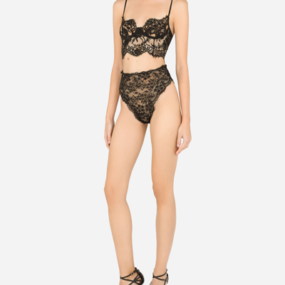 Shop Dolce & Gabbana Lace Balconette Bralette In Black