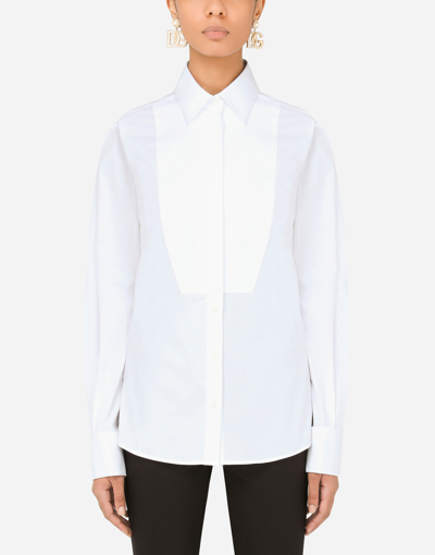 Dolce & Gabbana Formal Shirt With Bib Front Detail In White