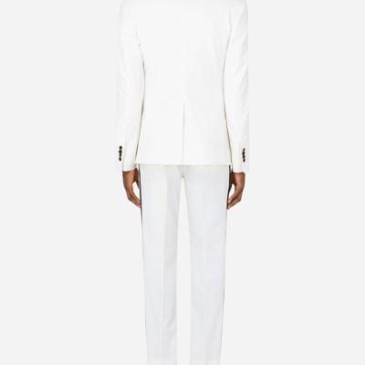 Dolce & Gabbana Double-breasted Stretch Wool Sicilia-fit Tuxedo Suit In White