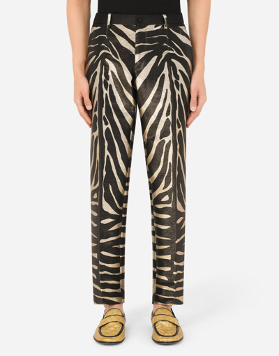 Shop Dolce & Gabbana Zebra-print Satin Lamé Pants In Multicolor