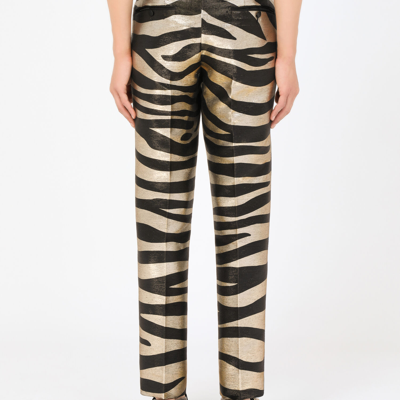Shop Dolce & Gabbana Zebra-print Satin Lamé Pants In Multicolor