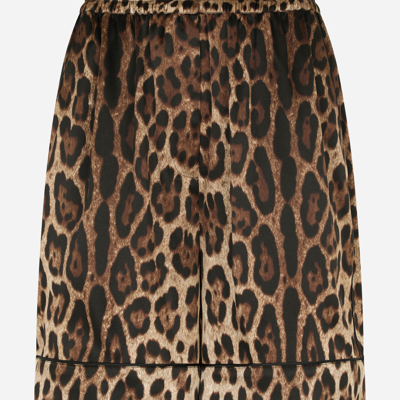 Dolce & Gabbana Leopard-print Silk-twill Shorts In Animal Print