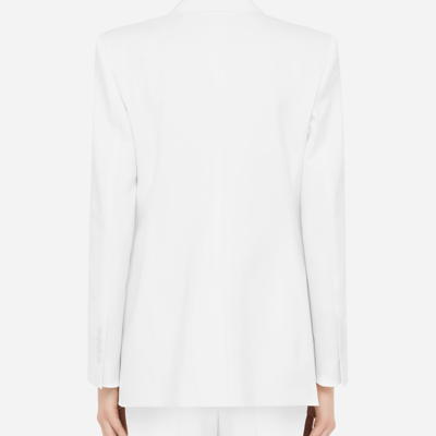 Shop Dolce & Gabbana Single-breasted Woolen Turlington Blazer In White