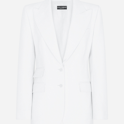 Shop Dolce & Gabbana Single-breasted Woolen Turlington Blazer In White