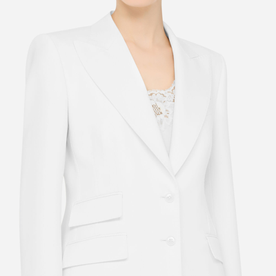 Shop Dolce & Gabbana Single-breasted Woolen Turlington Blazer In White