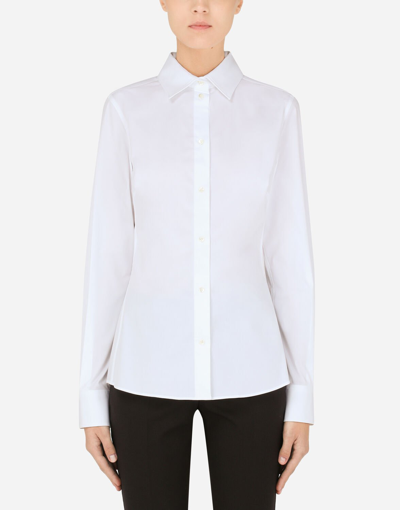 Shop Dolce & Gabbana Stretch Poplin Shirt In White