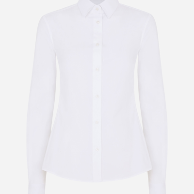 Shop Dolce & Gabbana Stretch Poplin Shirt In White