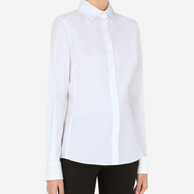 Shop Dolce & Gabbana Stretch Poplin Shirt In White