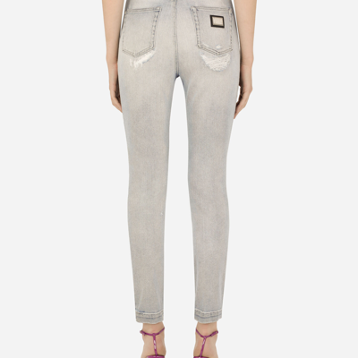 Dolce & Gabbana Jeans Grace In Denim Light Blue Con Rotture In Multicolor