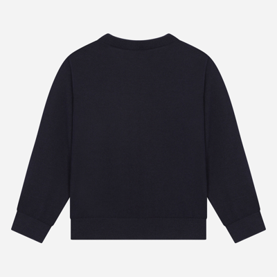 Shop Dolce & Gabbana Cashmere Round-neck Sweater With Dg Logo Embroidery In Blue