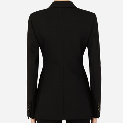 Dolce & Gabbana Double-breasted Satin And Wool Fabric Jacket In Black